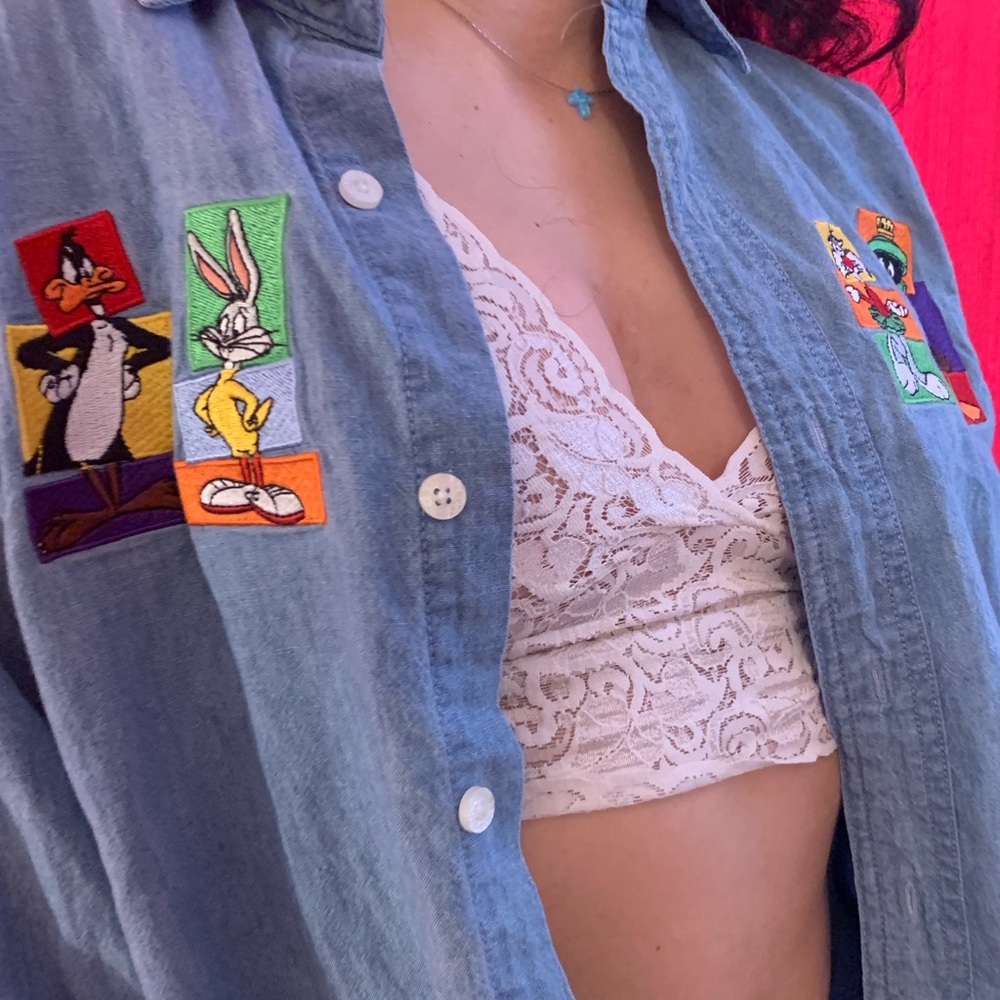 VINTAGE looney toons denim shirt